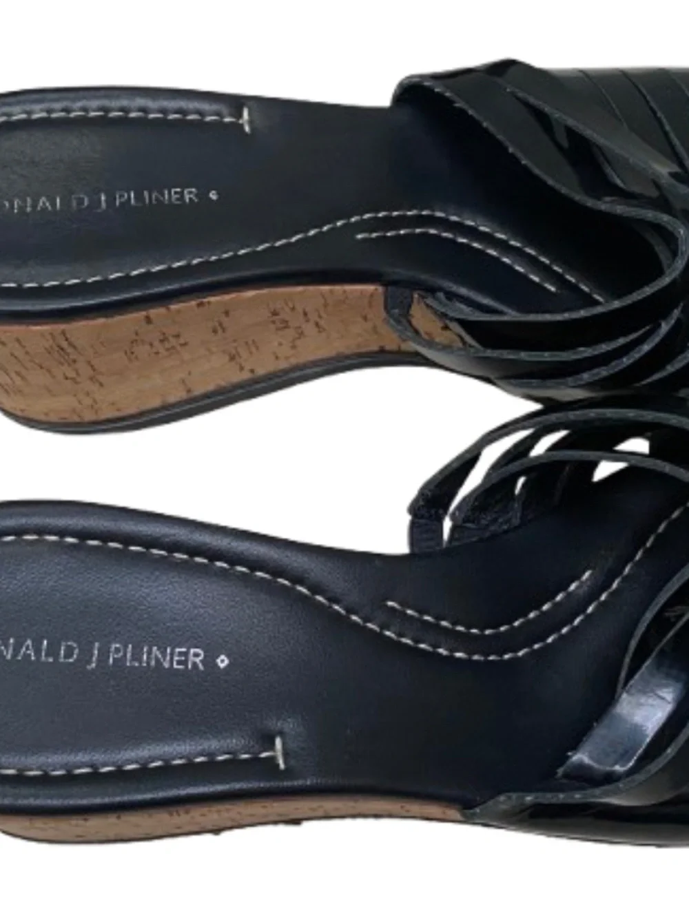 ✨NWOB✨ Donald Pliner Black Patent Leather Cork Wedge Sandals
